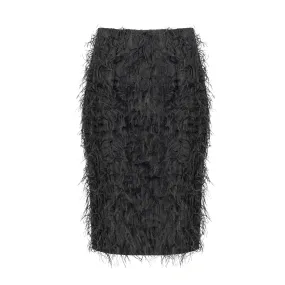 Pencil Feather Skirt - Black