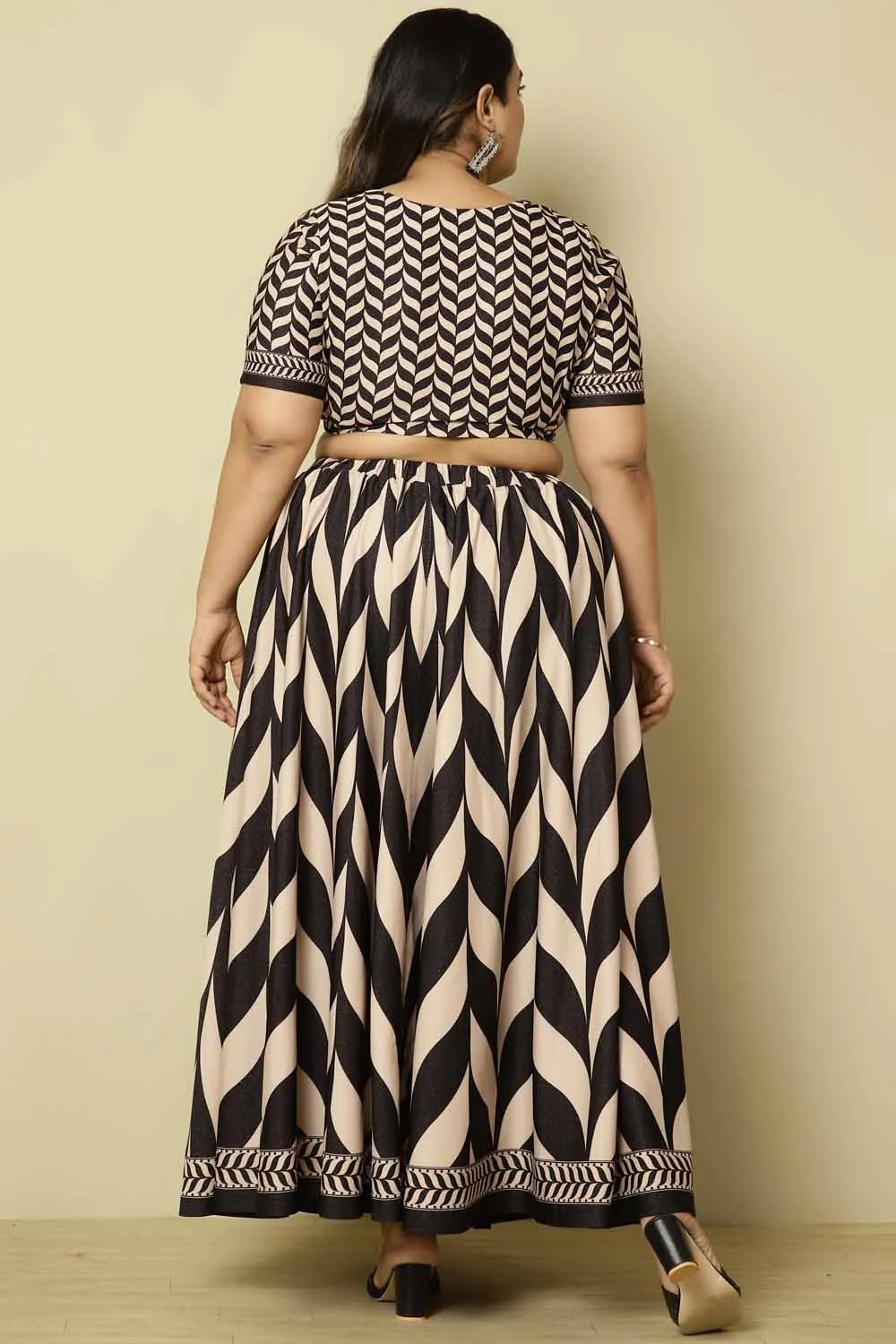 Plus Size Black White Monochrome Lehenga