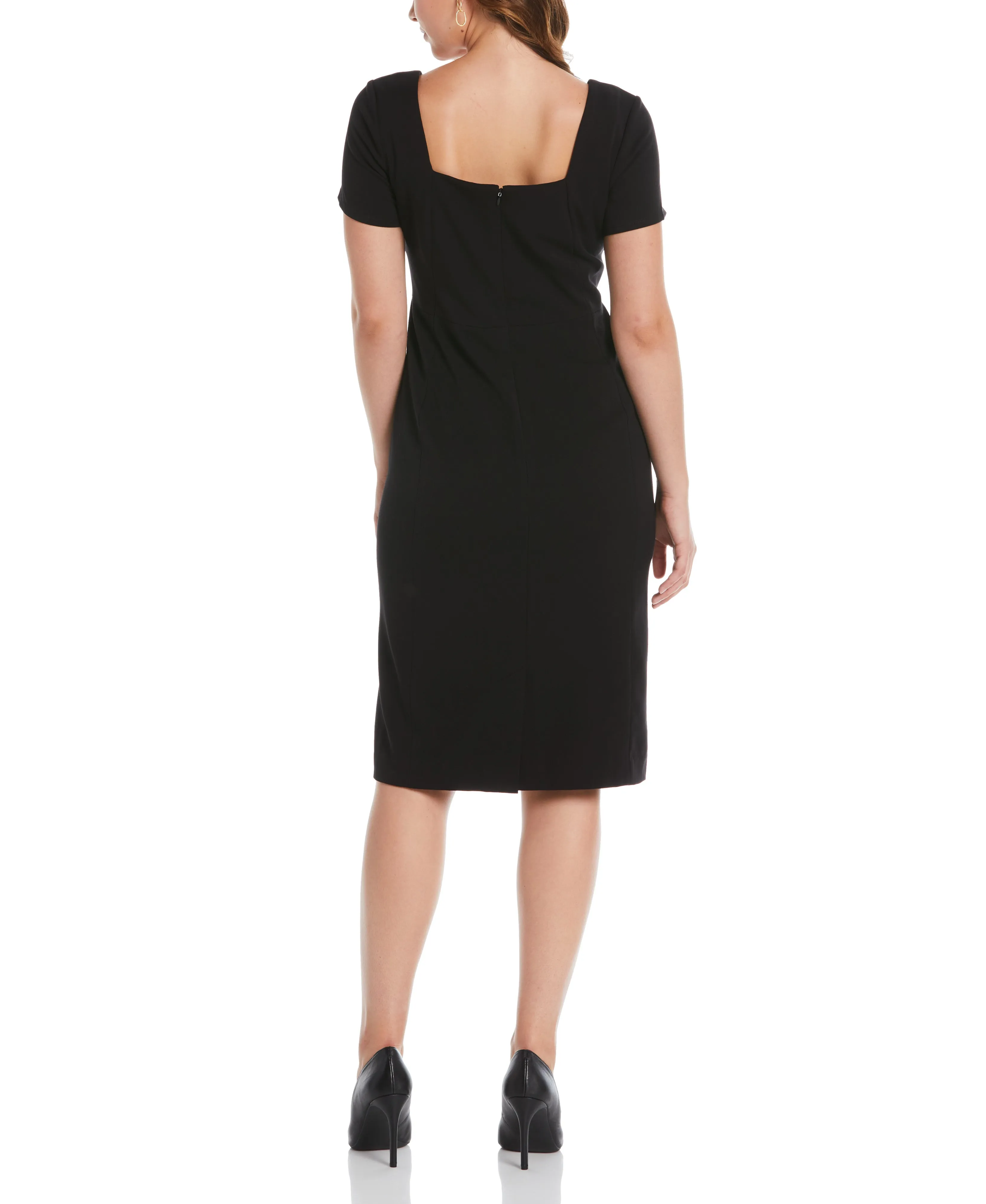 Plus Size Gabardine Square Neck Dress