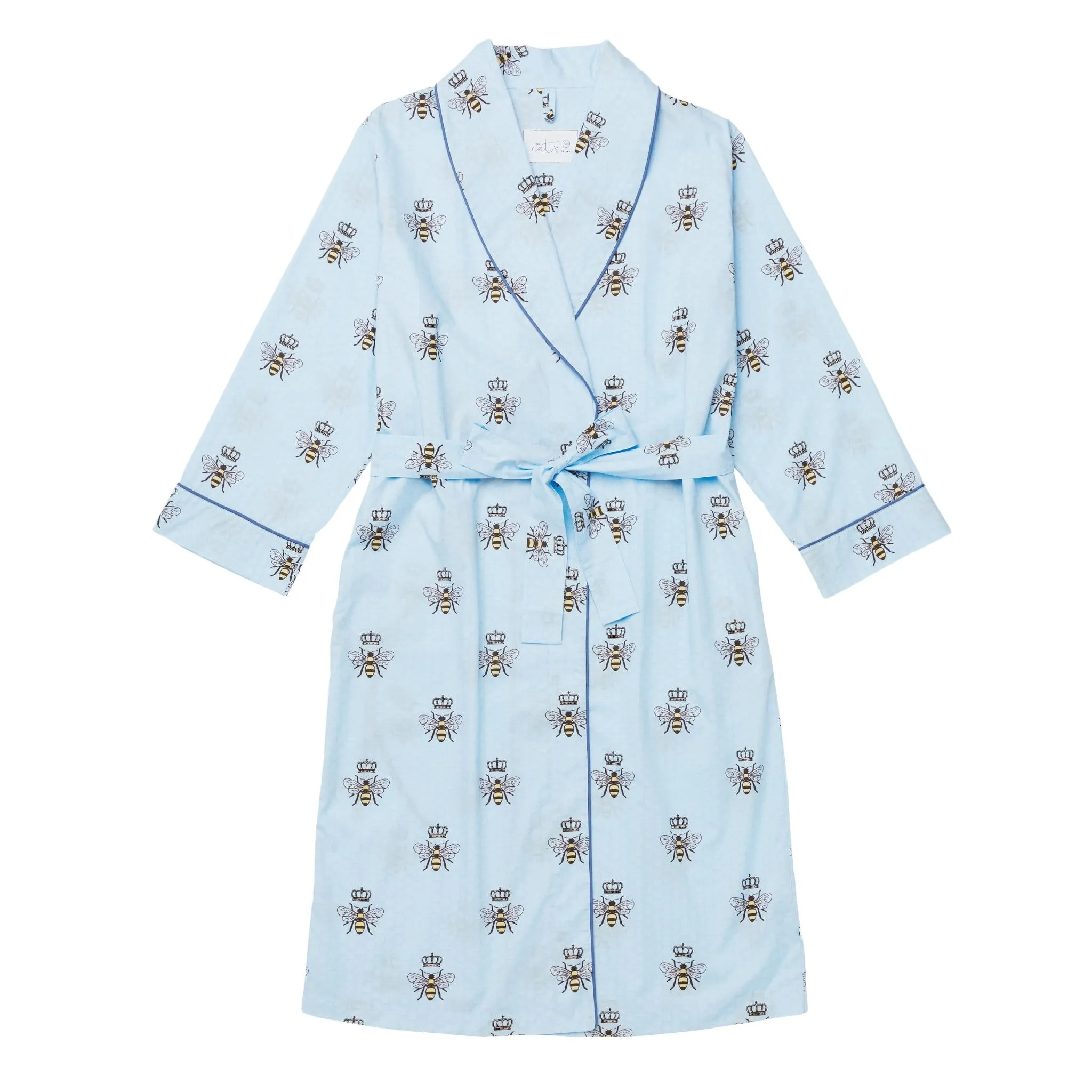 Queen Bee Luxe Pima Shawl Collar Robe -  Blue