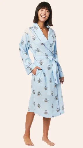 Queen Bee Luxe Pima Shawl Collar Robe -  Blue