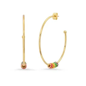 Rainbow Charm Hoop Earrings