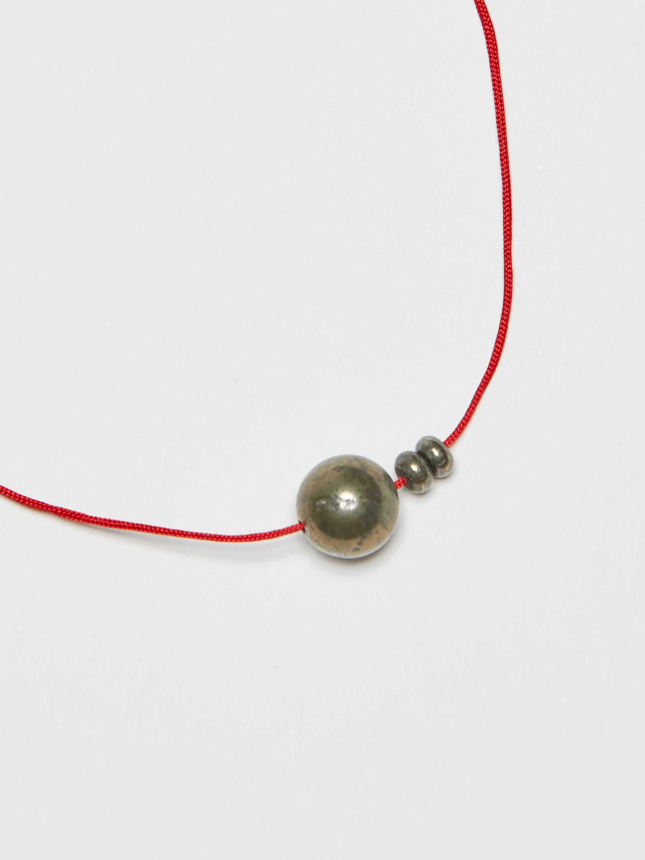 Red Pyrite Ball Necklace