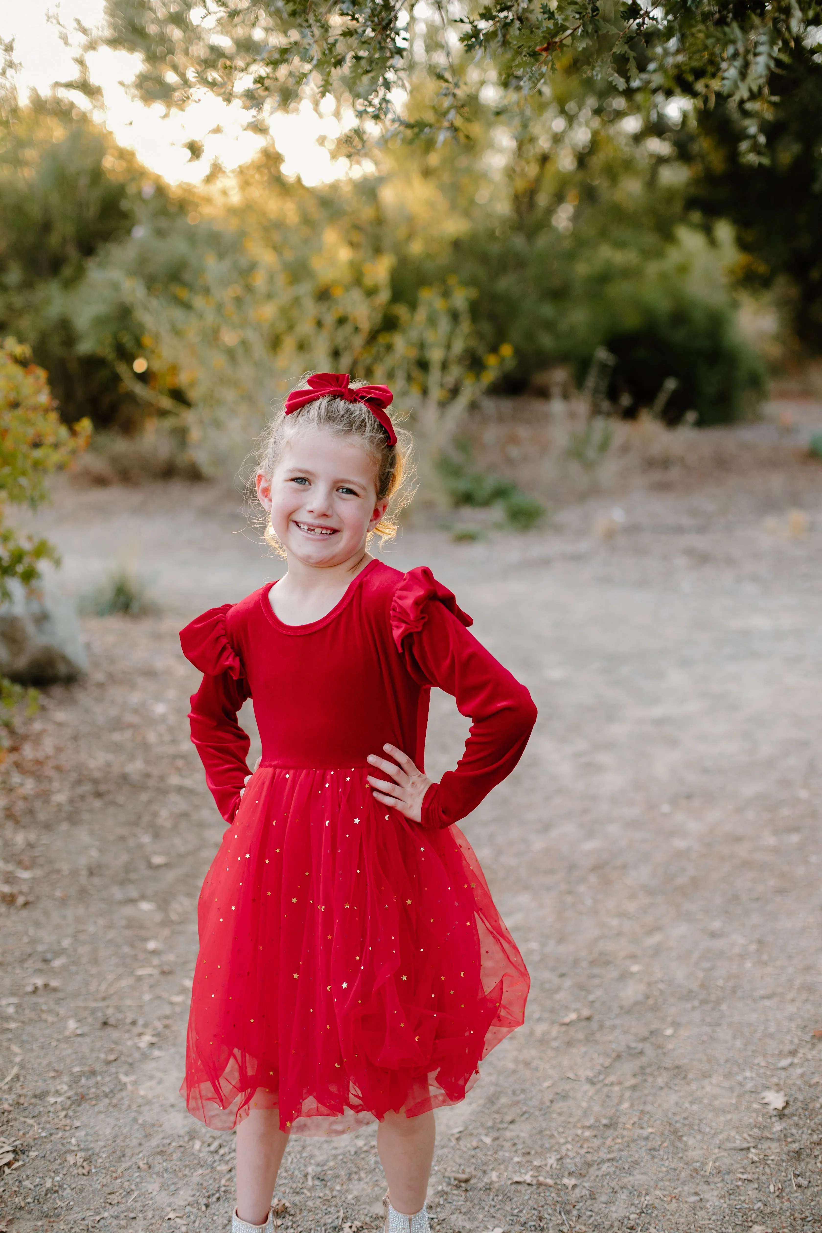 RED SPARKLE VELVET & TUTU DRESS