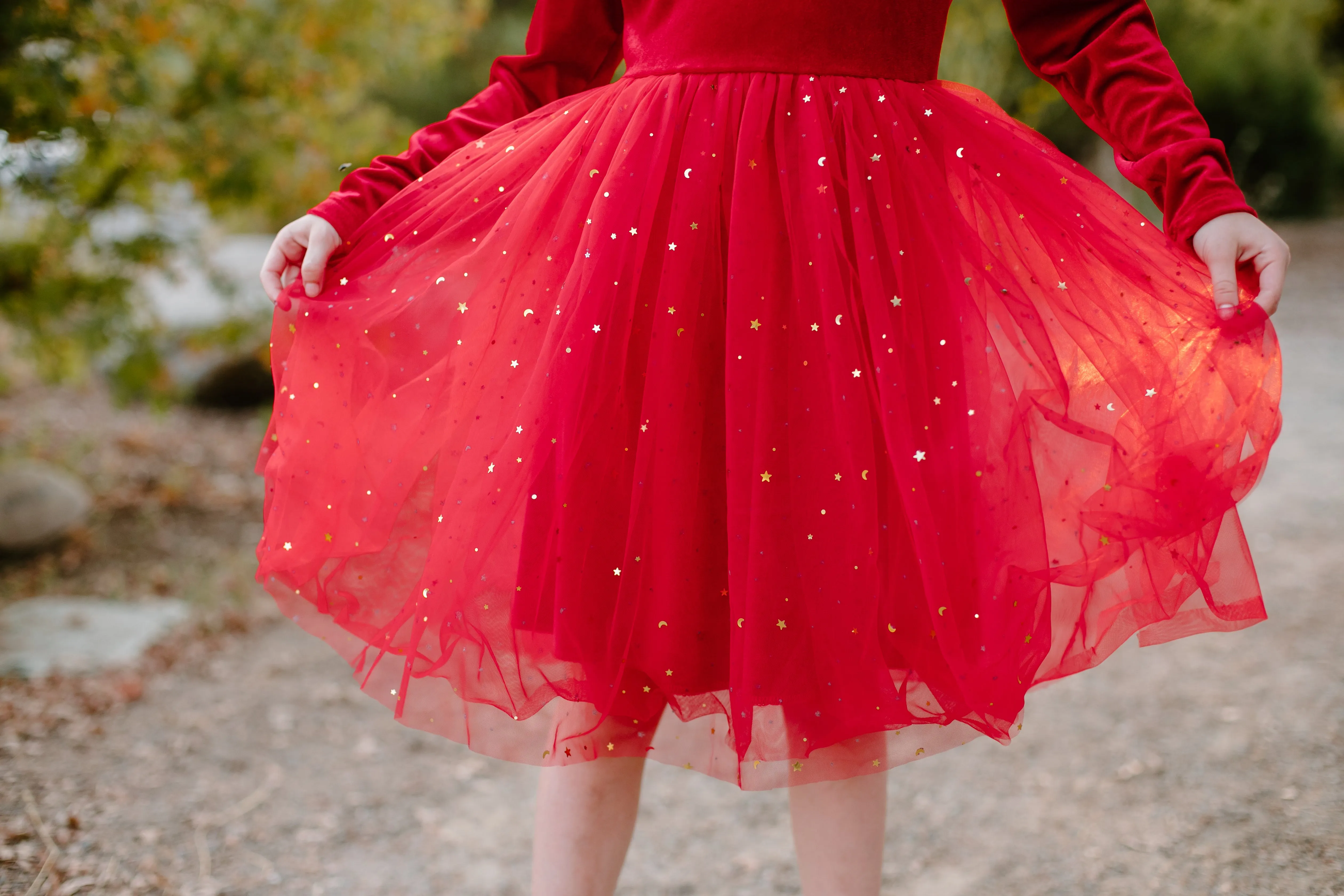 RED SPARKLE VELVET & TUTU DRESS