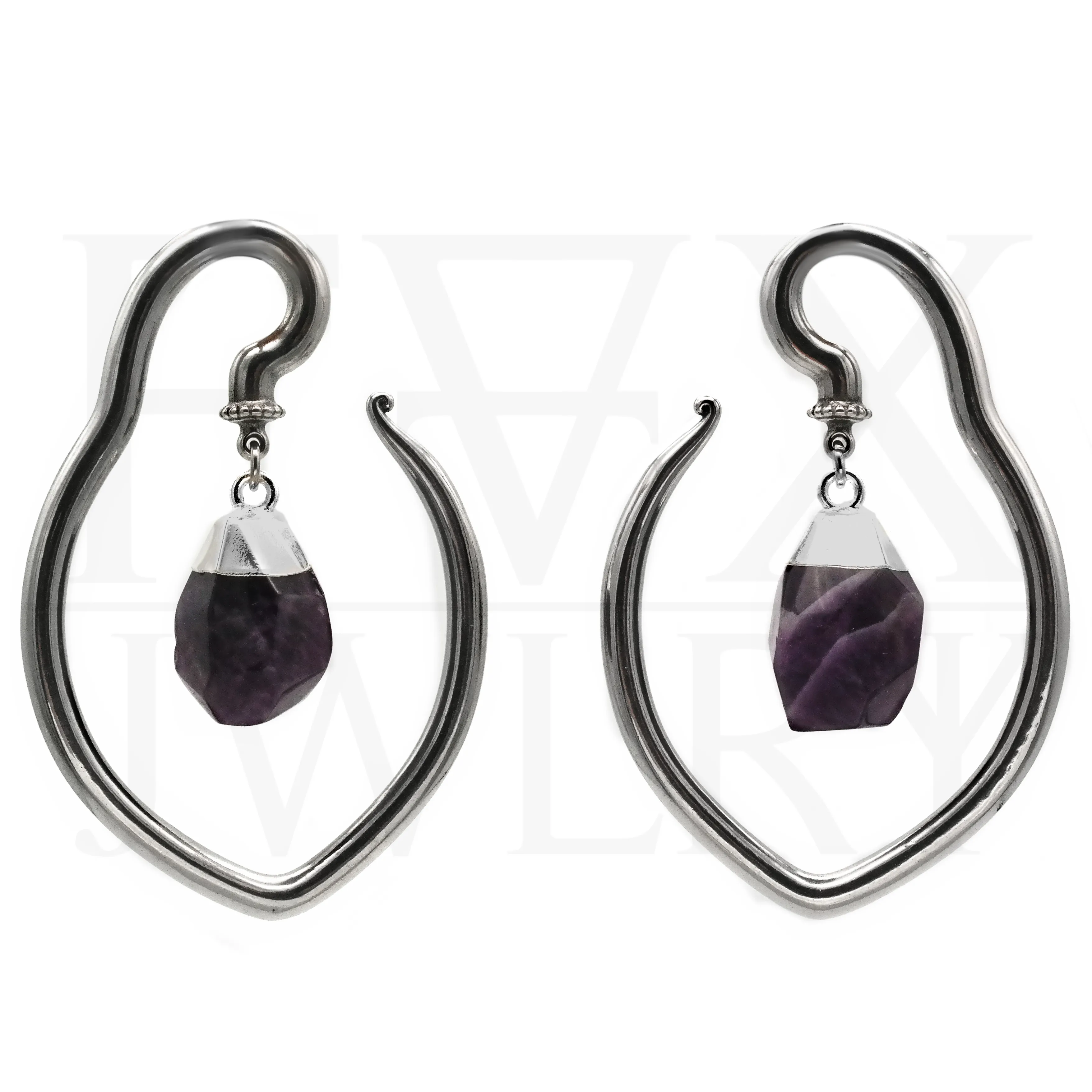 Silver Amethyst Ear Hangers