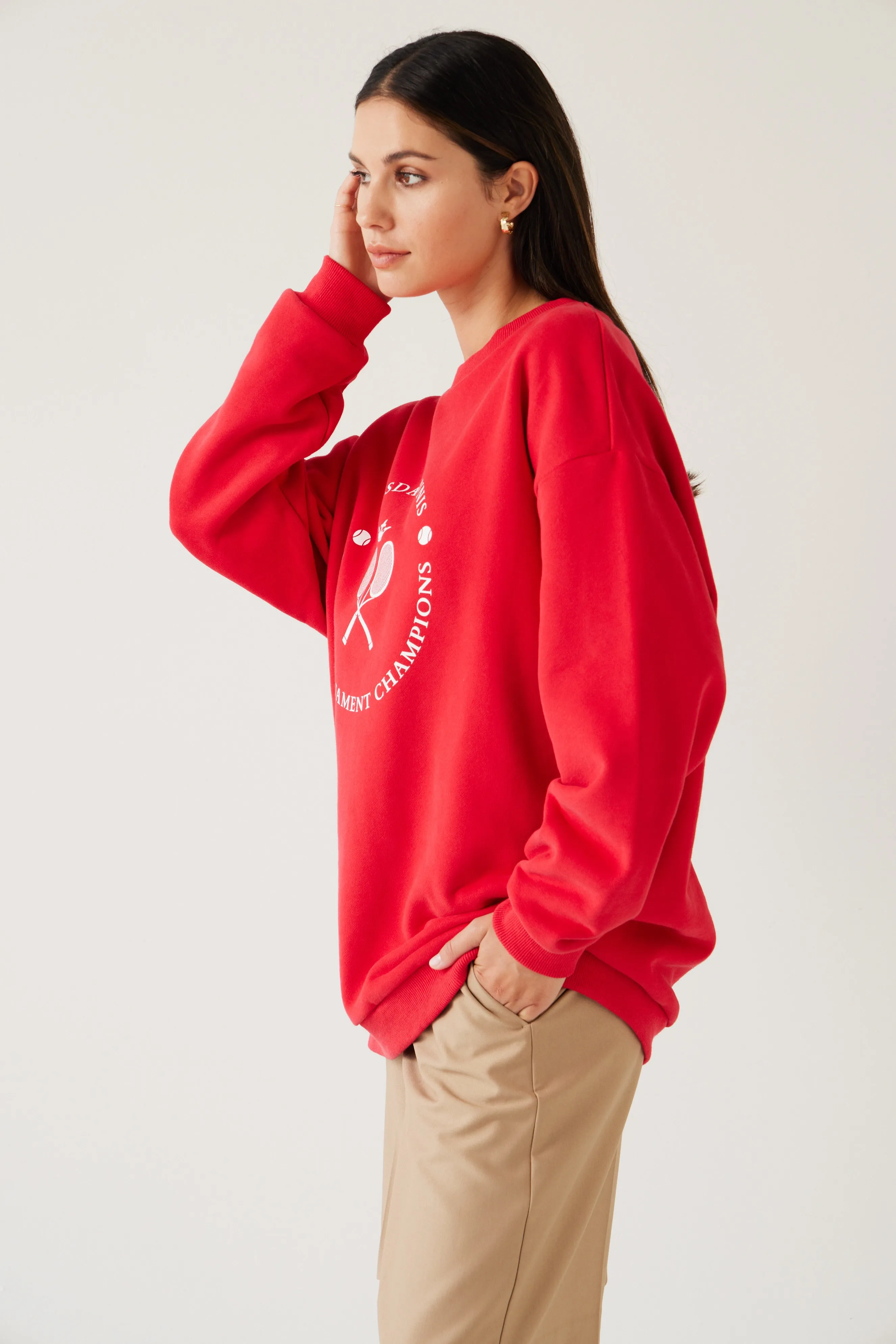 Sporty Sweatshirt | Cherry Red