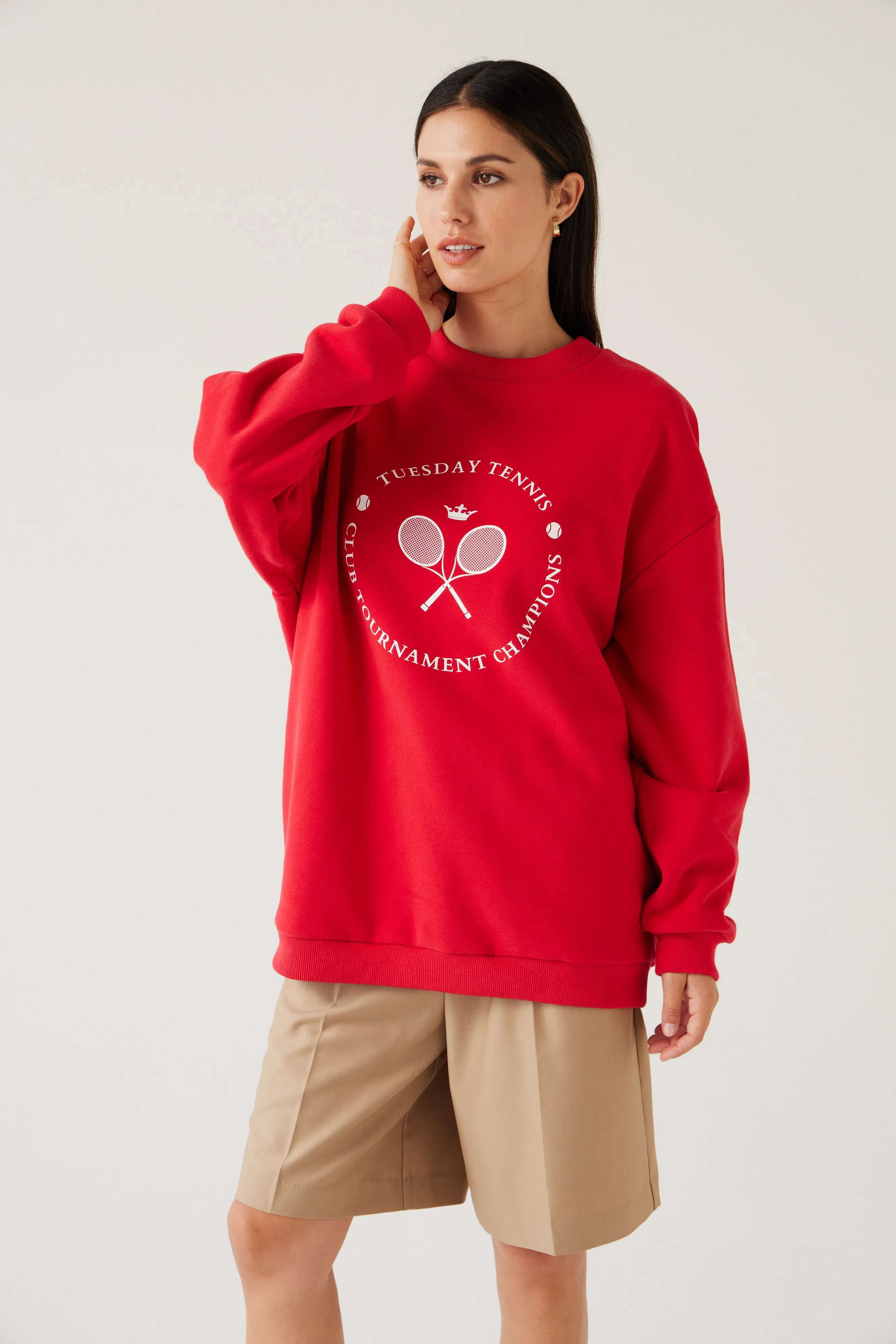 Sporty Sweatshirt | Cherry Red