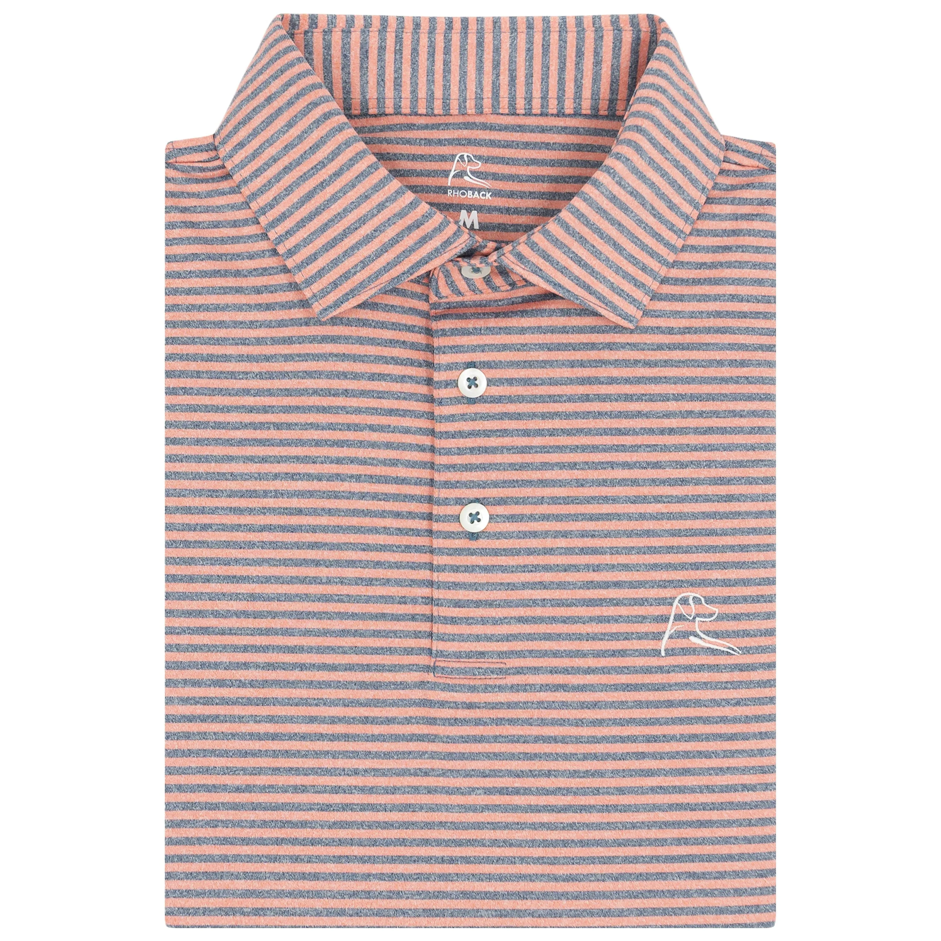 The Barts Heather Stripe | Performance Polo | The Barts Heather Stripe - Canyon/Slate Blue