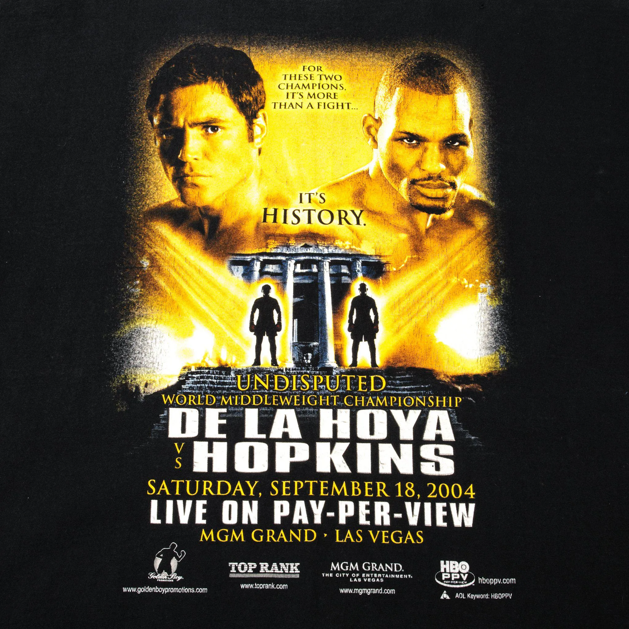 VINTAGE DE LA HOYA VS HOPKINS TEE SHIRT 2004 SIZE LARGE